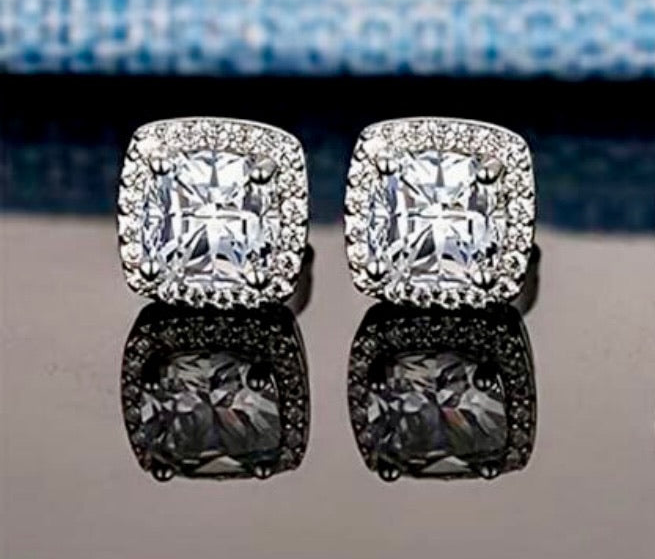 Square Diamond Stud Earrings