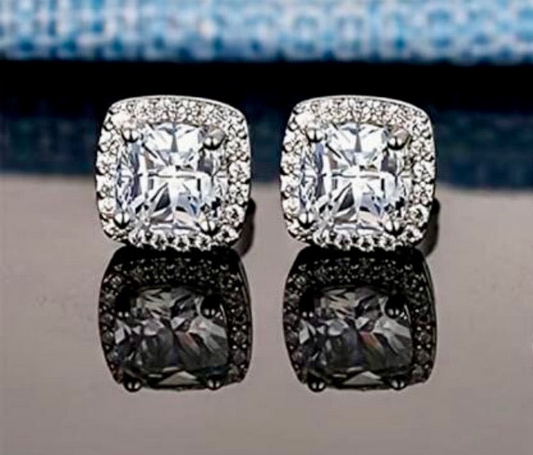 Square Diamond Stud Earrings