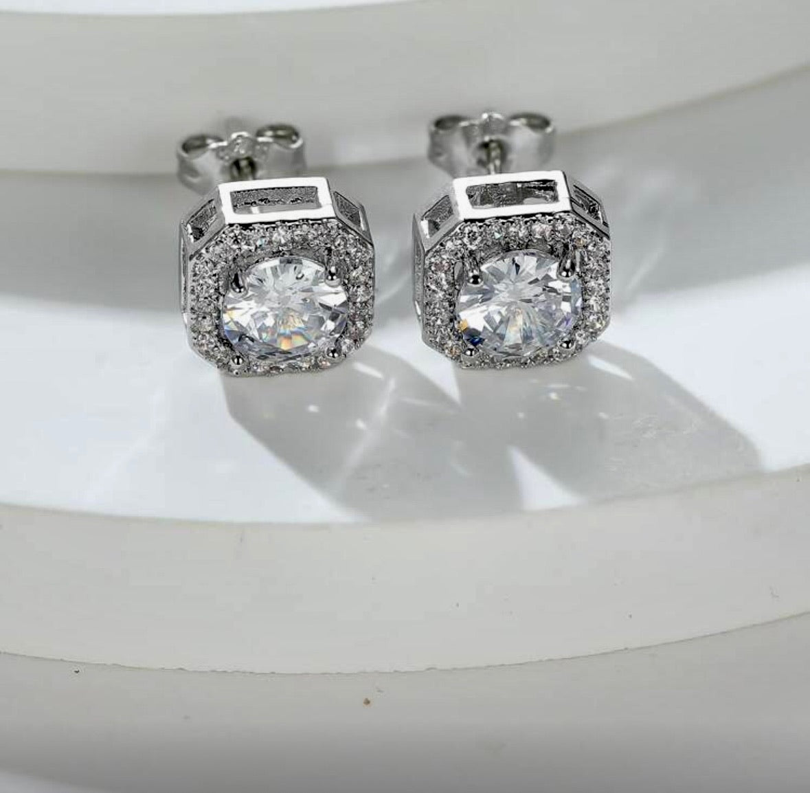 Square Halo Stud Earrings