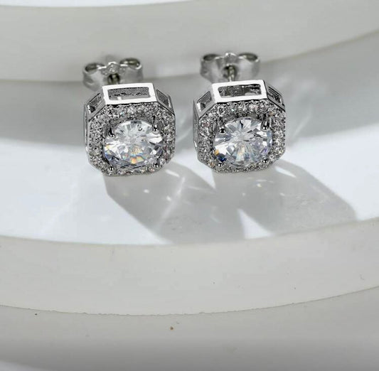 Square Halo Stud Earrings