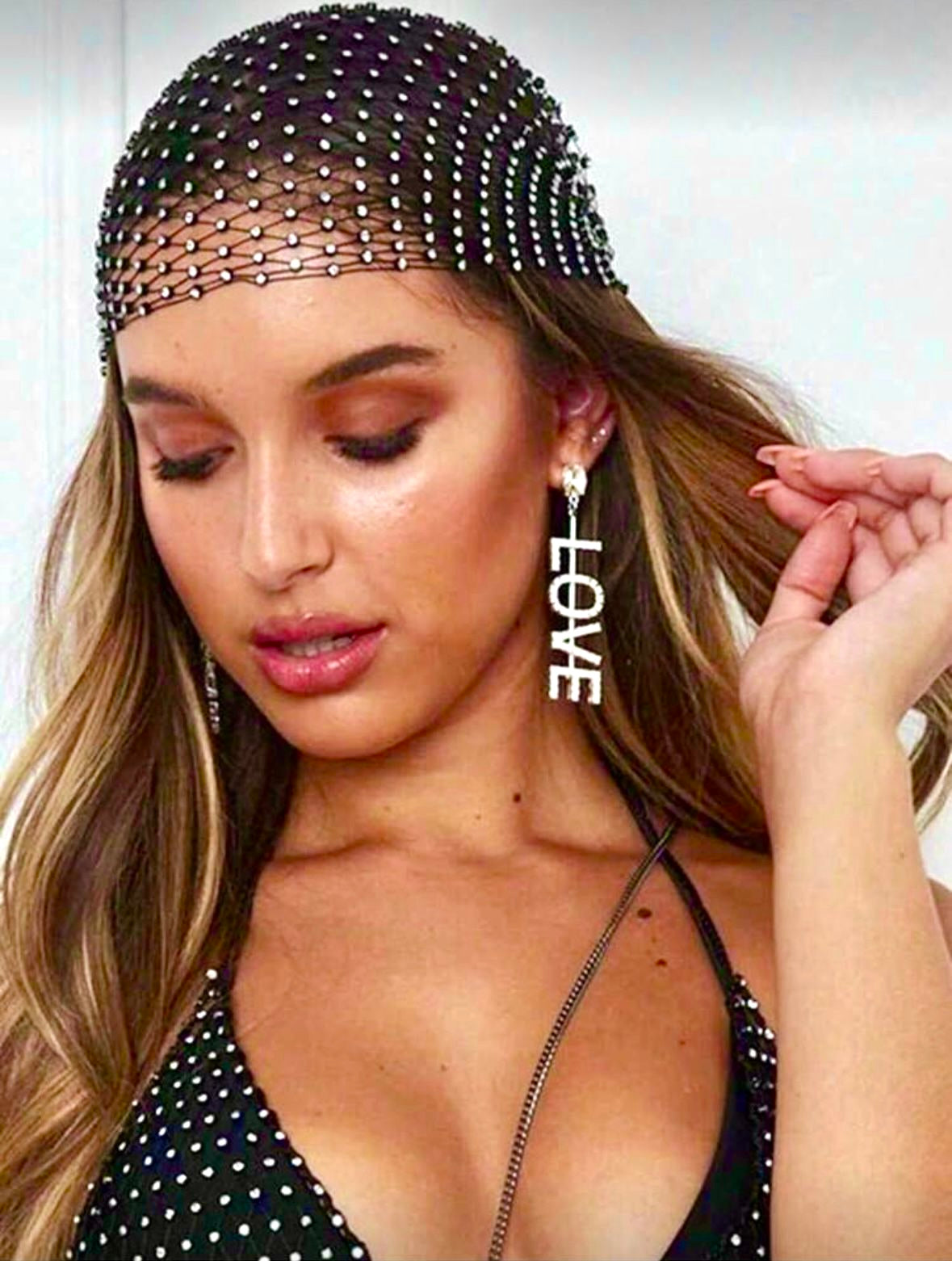 Rhinestone Fishnet Hair Tie