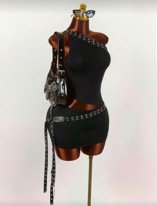 Stud Detail Skirt Set