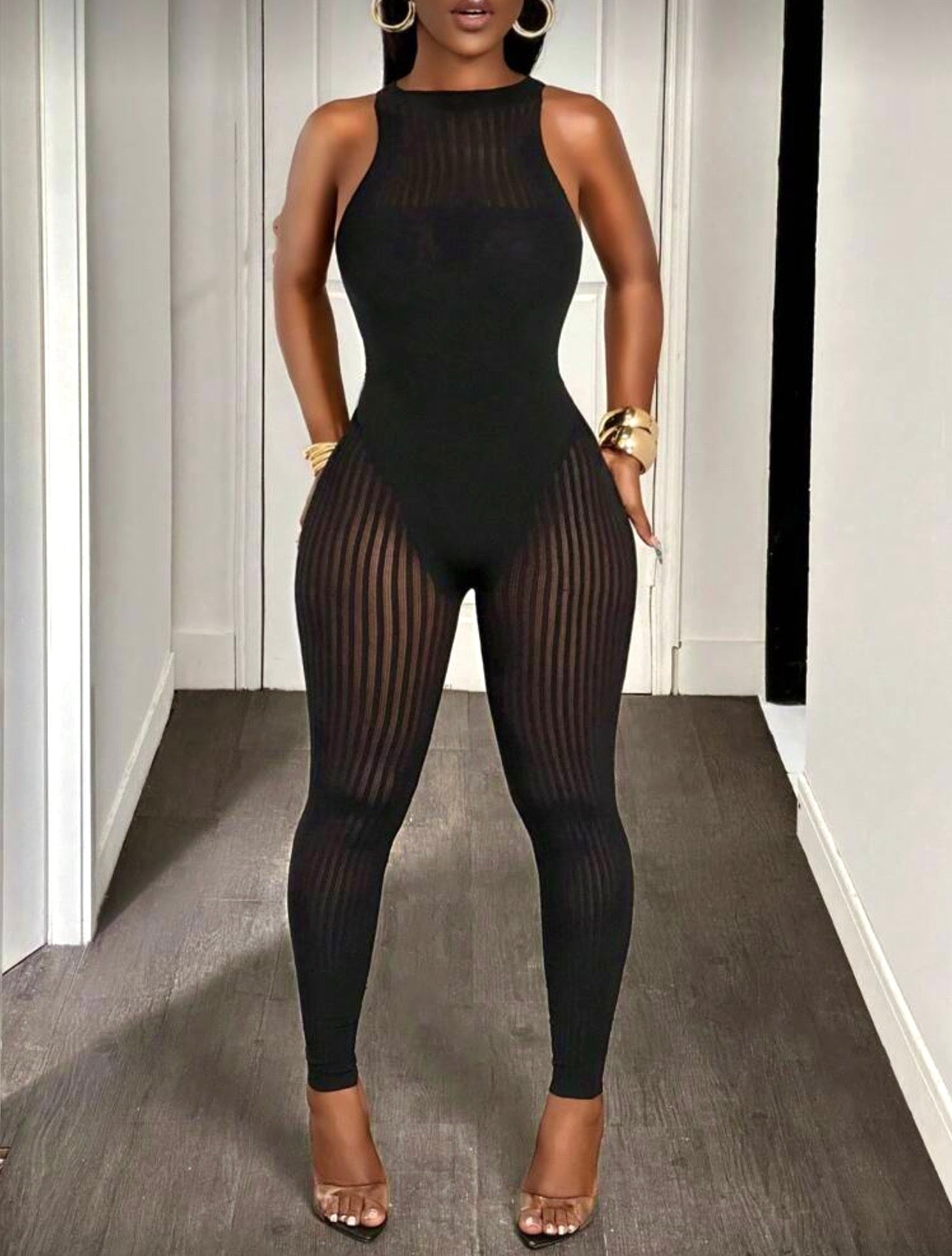 After Dark Sheer Panel Jumpsuit